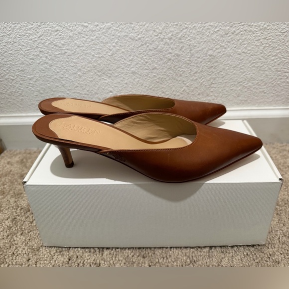 “New” Ralph Lauren Tan Leather Women's Mules size5 S-(Display) - Picture 2 of 6